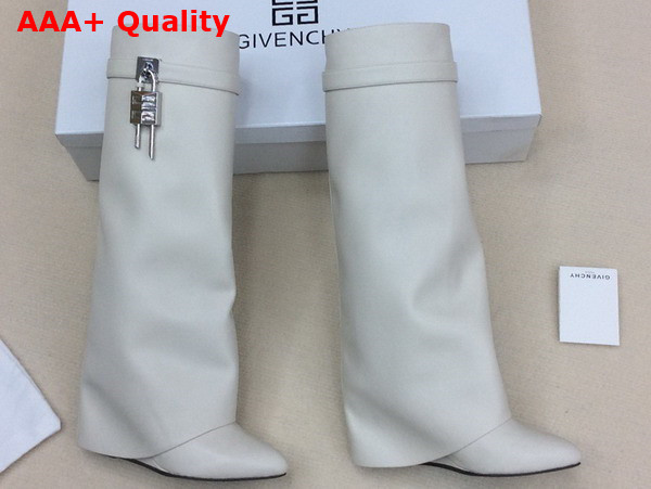 Givenchy Shark Lock Boots in Beige Leather Replica