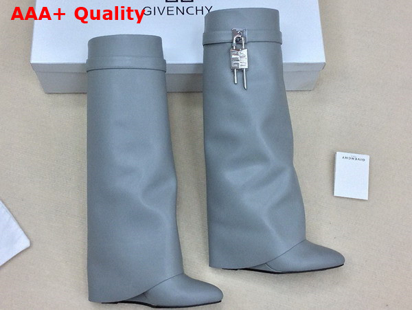 Givenchy Shark Lock Boots in Gray Leather Replica