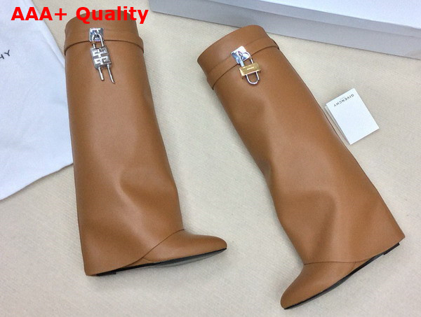 Givenchy Shark Lock Boots in Light Brown Leather Replica