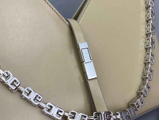 Givenchy Small Cut Out Bag in Box Leather with Chain Beige Replica