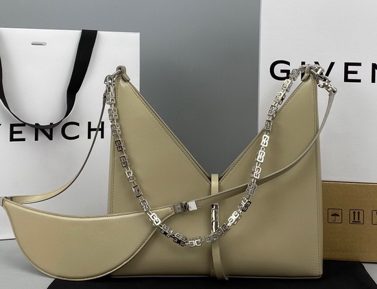 Givenchy Small Cut Out Bag in Box Leather with Chain Beige Replica