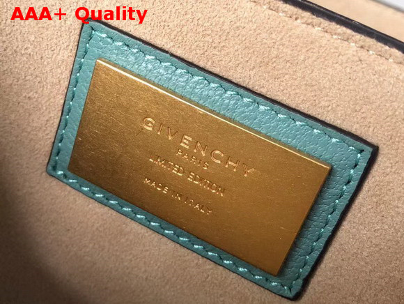 Givenchy Small GV3 Bag in Aqua Flat Grain Leather and Taupe Suede with Flap and Removable Shoulder Strap Replica