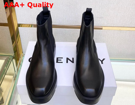 Givenchy Squared Chelsea Boots in Black Box Leather Replica