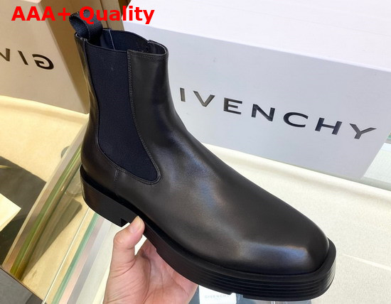 Givenchy Squared Chelsea Boots in Black Box Leather Replica