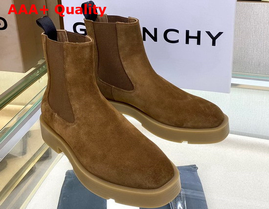 Givenchy Squared Chelsea Boots in Brown Suede Leather Replica