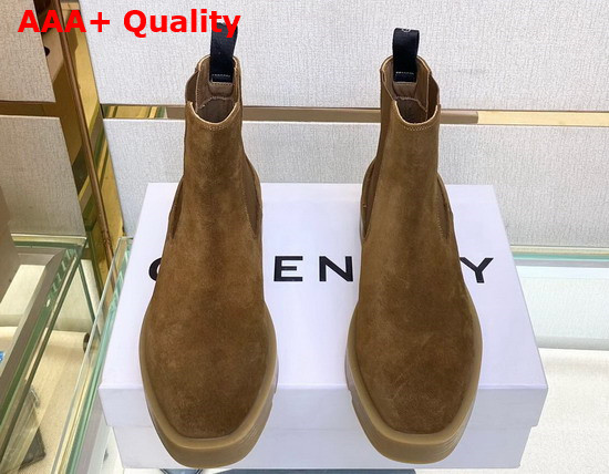 Givenchy Squared Chelsea Boots in Brown Suede Leather Replica