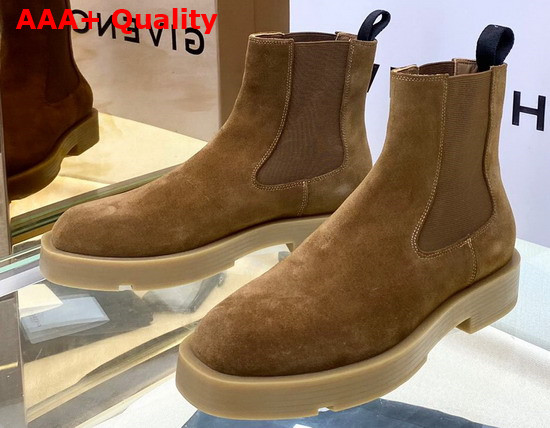 Givenchy Squared Chelsea Boots in Brown Suede Leather Replica