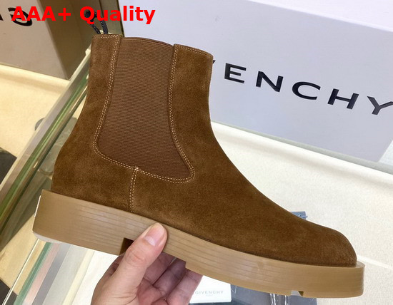 Givenchy Squared Chelsea Boots in Brown Suede Leather Replica