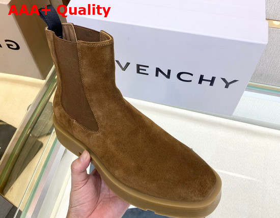 Givenchy Squared Chelsea Boots in Brown Suede Leather Replica