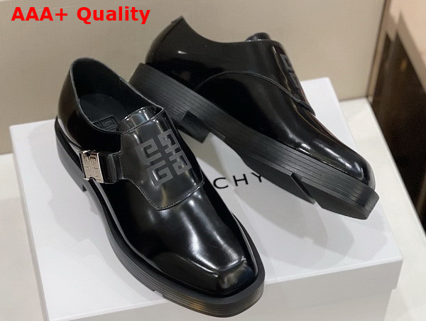 Givenchy Squared Derbies in Black Brushed 4G Leather with 4G Buckle Replica