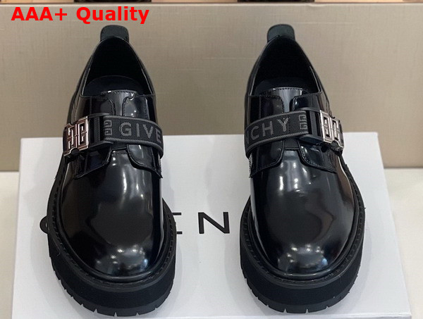 Givenchy Squared Derbies in Black Brushed Leather with Givenchy Strap and 4G Buckle Replica