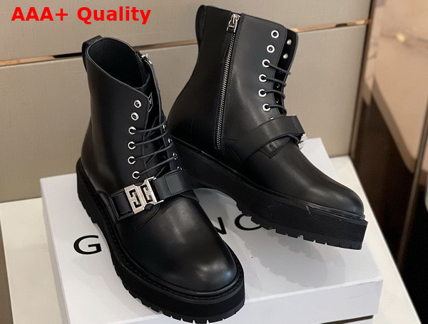 Givenchy Terra Boots in Black Leather with 4G Buckle for Men Replica