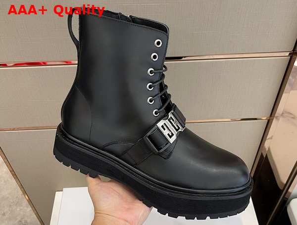 Givenchy Terra Boots in Black Leather with 4G Buckle for Men Replica