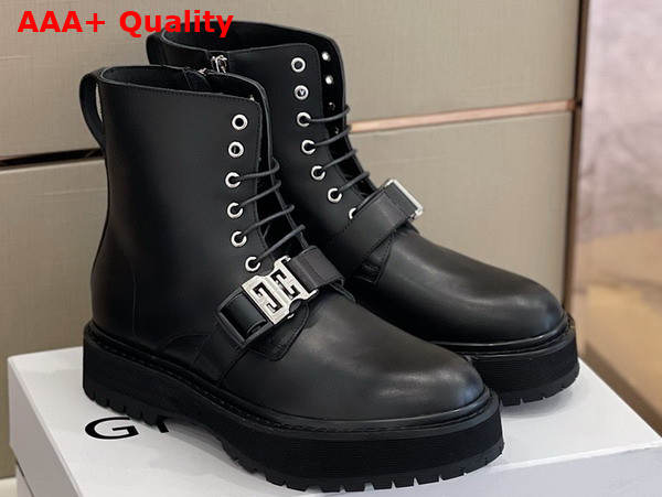 Givenchy Terra Boots in Black Leather with 4G Buckle for Men Replica