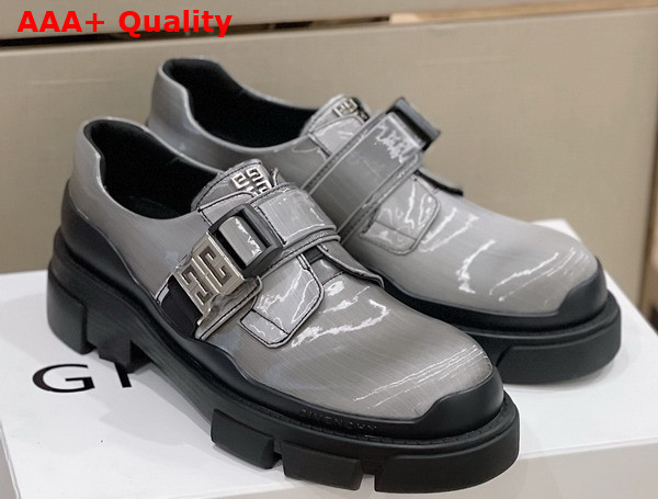 Givenchy Terra Derbies in Grey Patent Leather Replica