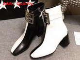 Givenchy Two Tone 4G Ankle Boots in Black and White Grained Leather Replica