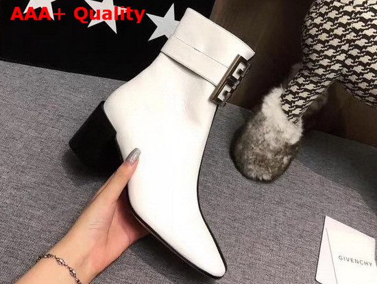 Givenchy Two Tone 4G Ankle Boots in Black and White Grained Leather Replica