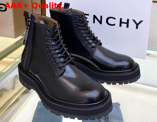 Givenchy Zipped Lace Up Boot in Black Box Leather for Men Replica