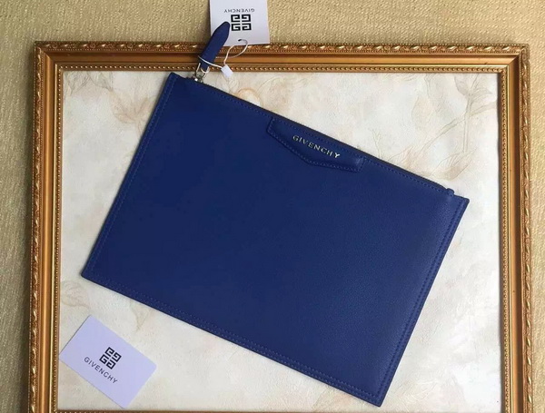 Givenchy Zipped Pouch In Blue Grain Leather for Sale