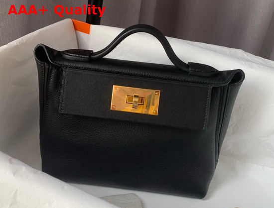 Hermes 24 24 Mini Bag Black Togo and Swift Calfskin Replica