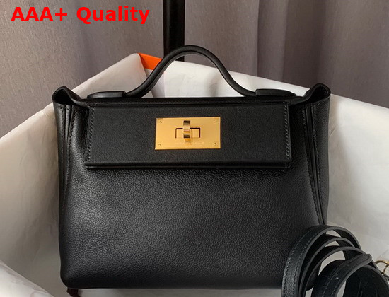 Hermes 24 24 Mini Bag Black Togo and Swift Calfskin Replica