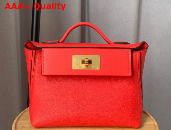 Hermes 24 24 Mini Bag Red Togo and Swift Calfskin Replica