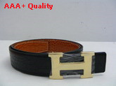 Hermes 32mm reversible crocodile strap in black tan Replica