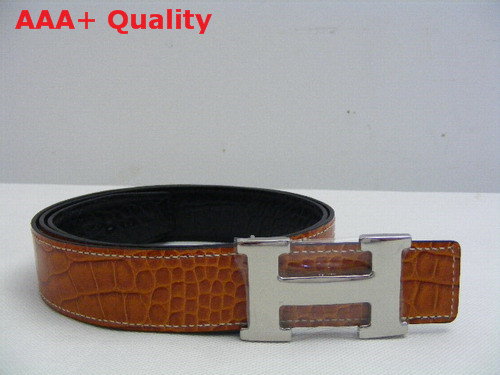 Hermes 32mm reversible crocodile strap in tan black Replica