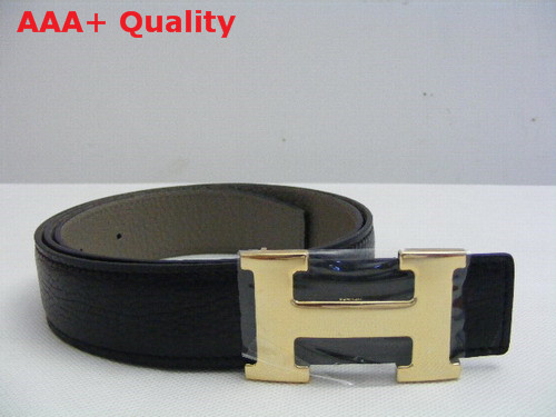 Hermes 32mm reversible leather strap in black grey Replica