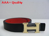 Hermes 32mm reversible leather strap in black red Replica