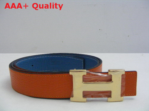 Hermes 32mm reversible leather strap in orange blue Replica