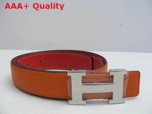 Hermes 32mm reversible leather strap in orange red Replica