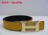 Hermes 32mm reversible leather strap in yellow black Replica