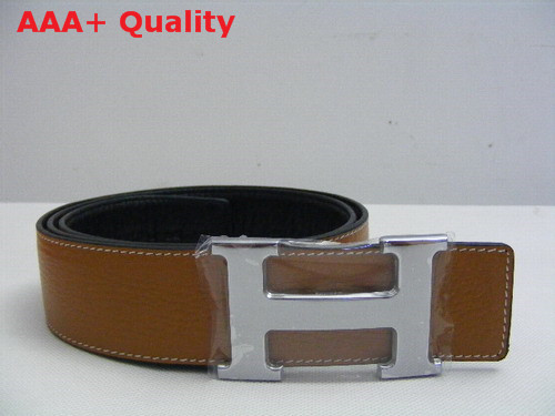 Hermes 40 mm reversible leather strap in tan black Replica