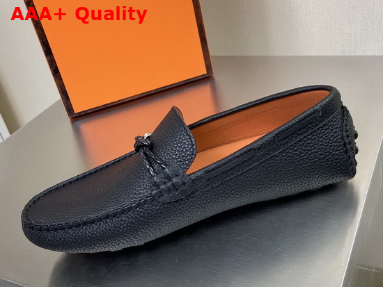 Hermes Alessandro Loafer in Black Grained Calfskin Replica