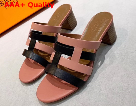 Hermes Amica Sandal Nude and Black Calfskin Replica