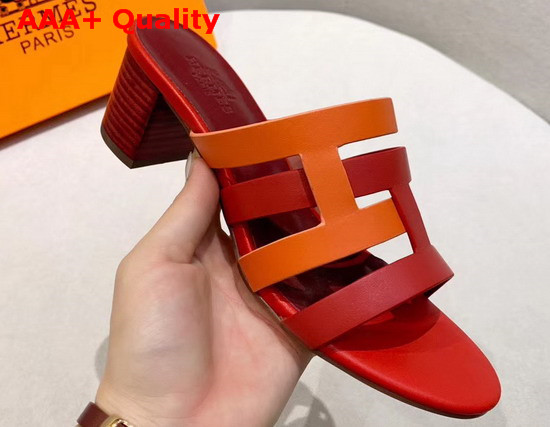 Hermes Amica Sandal Red and Orange Calfskin Replica