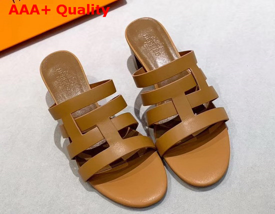 Hermes Amica Sandal Tan Calfskin Replica