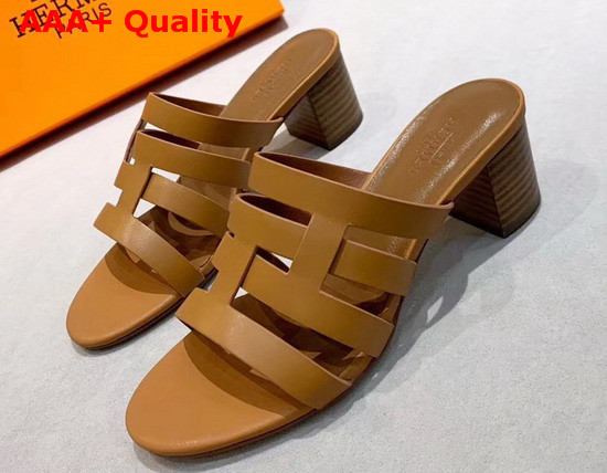 Hermes Amica Sandal Tan Calfskin Replica