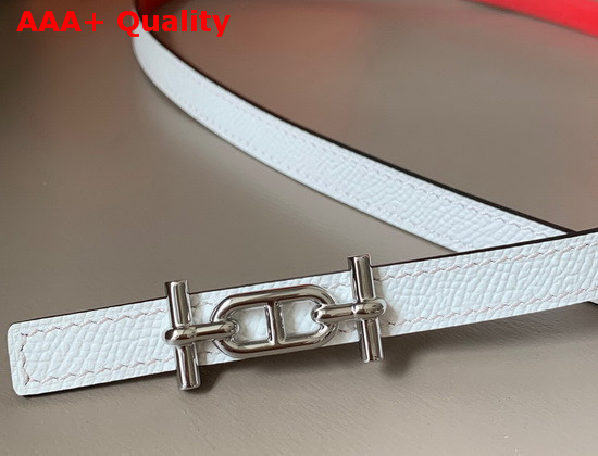 Hermes Ancre Belt Buckle Reversible Leather Strap 13mm Swift and Epsom Calfskin Red and White Replica