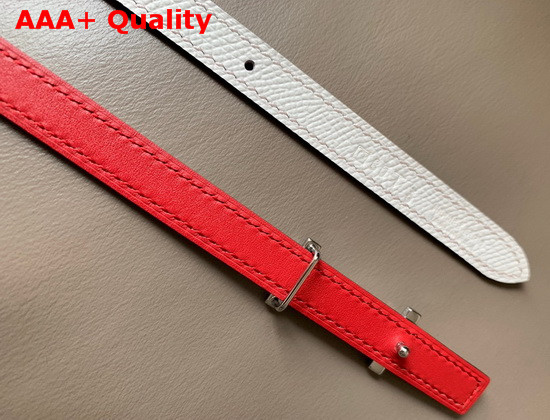 Hermes Ancre Belt Buckle Reversible Leather Strap 13mm Swift and Epsom Calfskin Red and White Replica