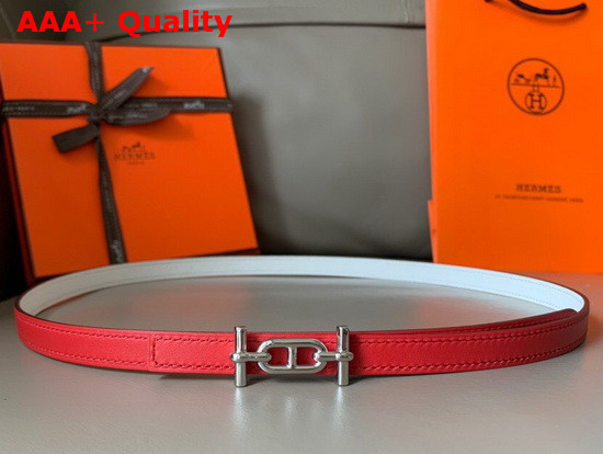 Hermes Ancre Belt Buckle Reversible Leather Strap 13mm Swift and Epsom Calfskin Red and White Replica