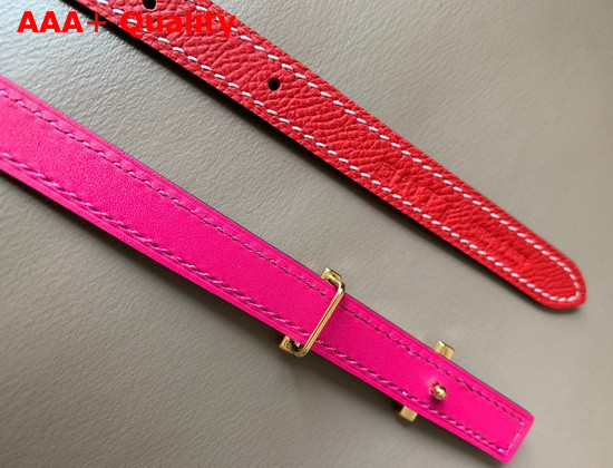 Hermes Ancre Belt Buckle Reversible Leather Strap 13mm Swift and Epsom Calfskin Rose and Red Replica