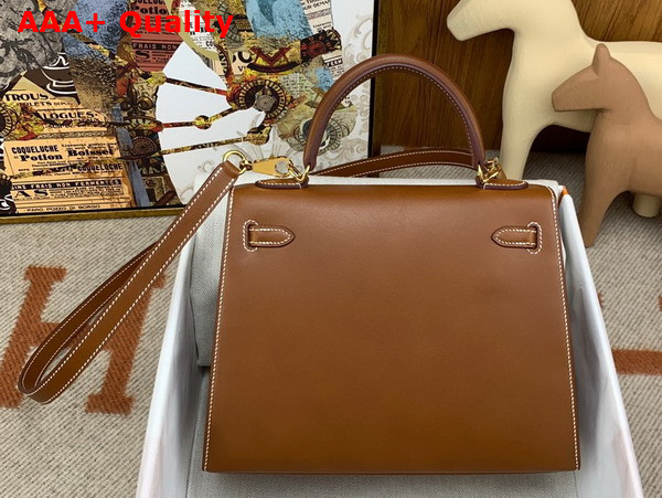 Hermes Barenia Leather Kelly Sellier 25 Bag in Tan Replica