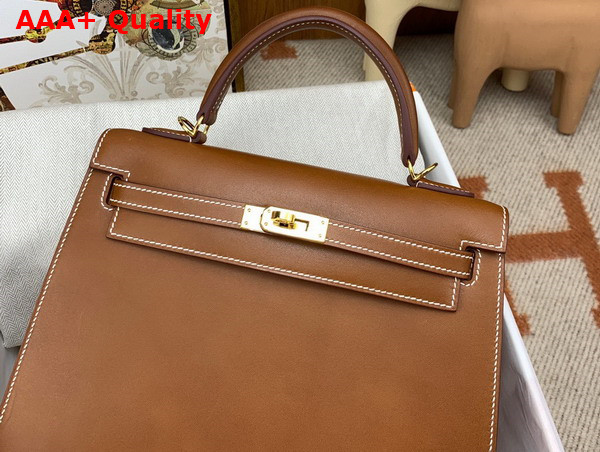 Hermes Barenia Leather Kelly Sellier 25 Bag in Tan Replica