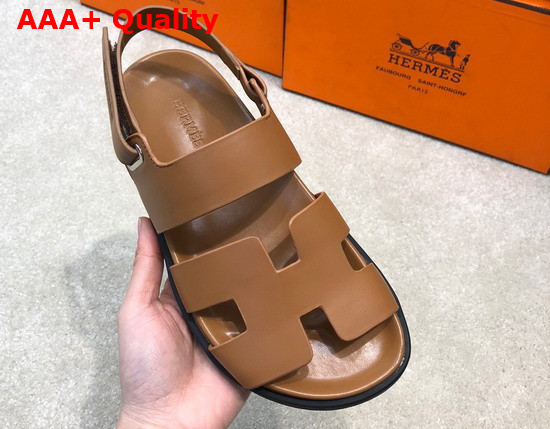 Hermes Beach Sandal in Tan Calfskin Replica