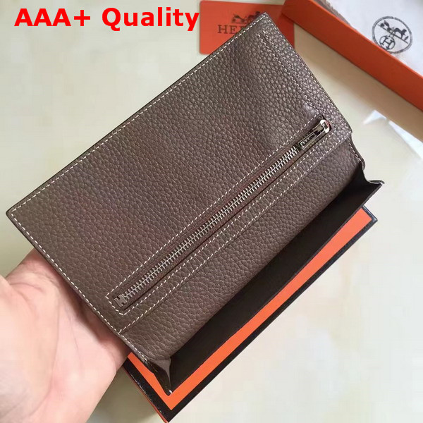 Hermes Bearn Wallet Dark Brown Togo Leather Replica