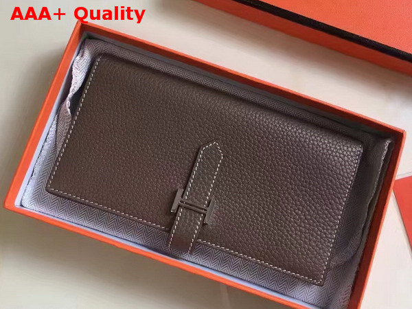 Hermes Bearn Wallet Dark Brown Togo Leather Replica