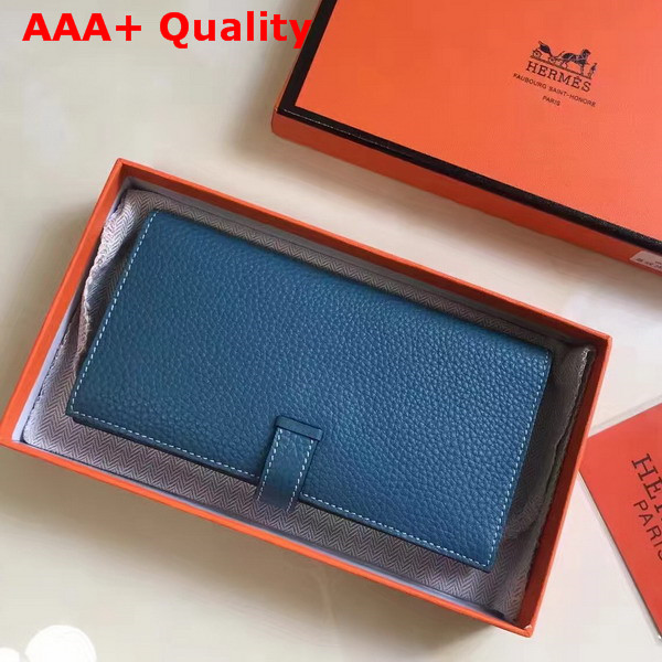 Hermes Bearn Wallet in Blue Togo Leather Replica