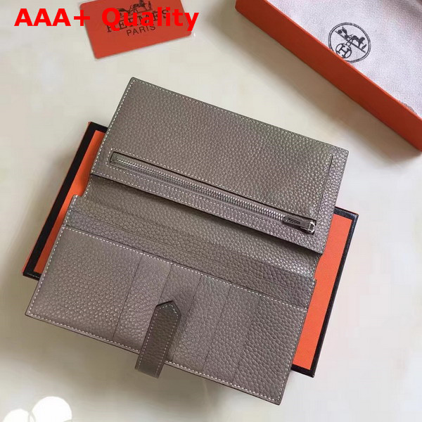 Hermes Bearn Wallet in Grey Togo Leather Replica